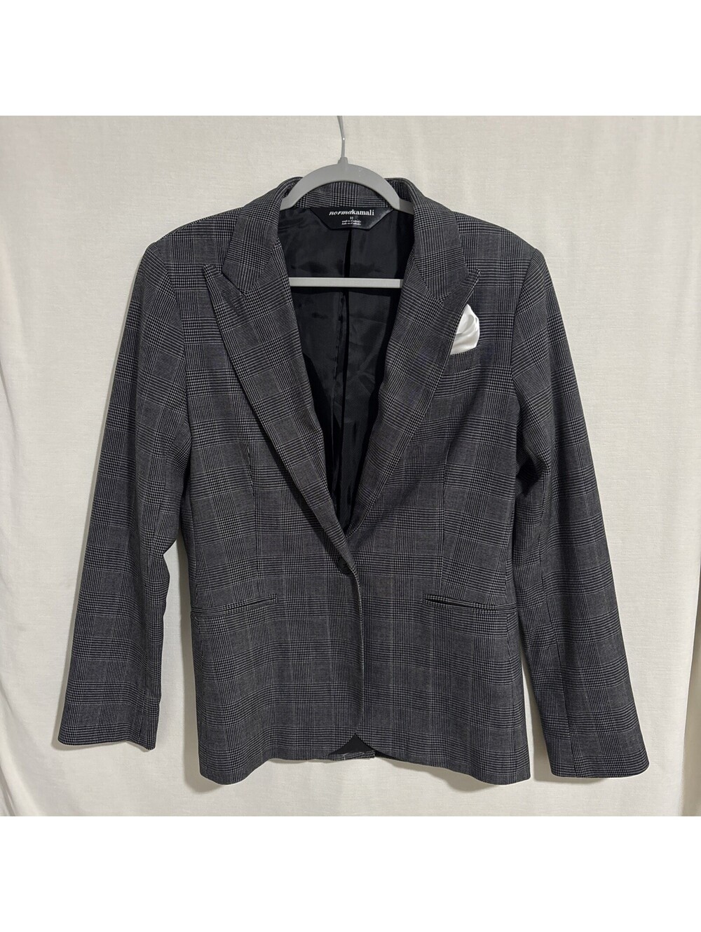 grey glen plaid single-button blazer by Norma Kamali Size 12